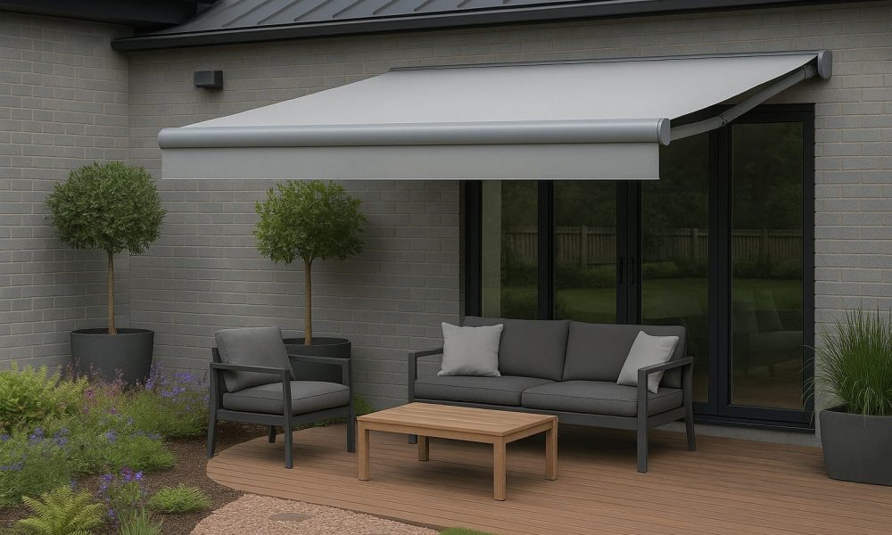 Retractable awning made in the UK