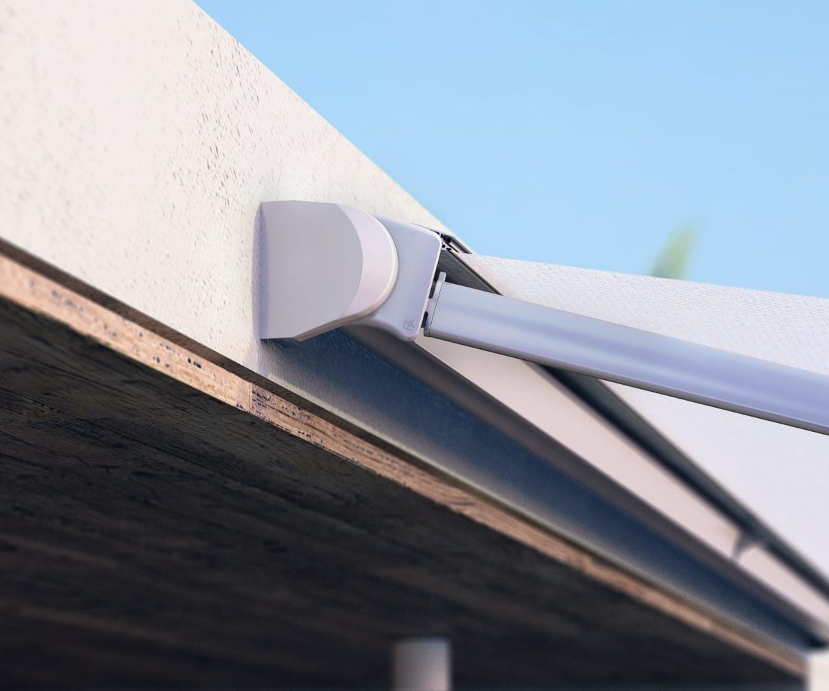 Close up of the Base Plus cassette system for fully retractable awnings